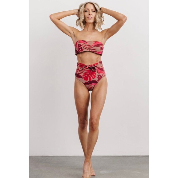 Baltic Born Other - NWT Baltic Born Milos High Waist Bikini Bottom in Red Print Size Small